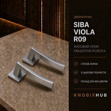 Ручка дверна SIBA VIOLA R09 на квадратній розетці матовий хром 612 фото