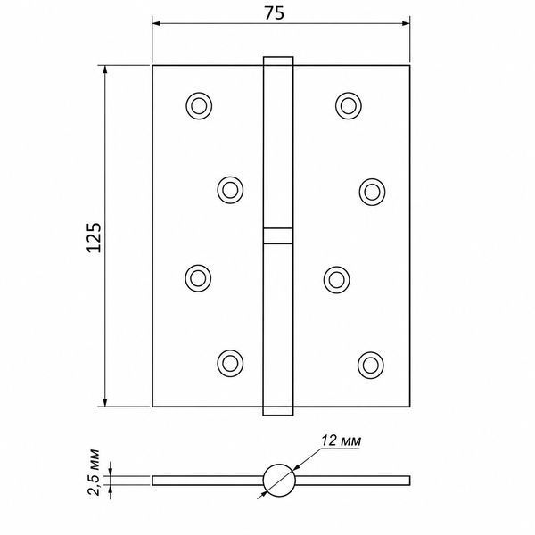 Петля APECS 125*75-B-Steel-AB-L (комплект 2 шт.) 20246 фото