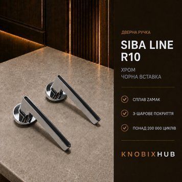 Ручка дверна SIBA LINE R10 на круглій розетці хром - Чорна вставка 6384 фото